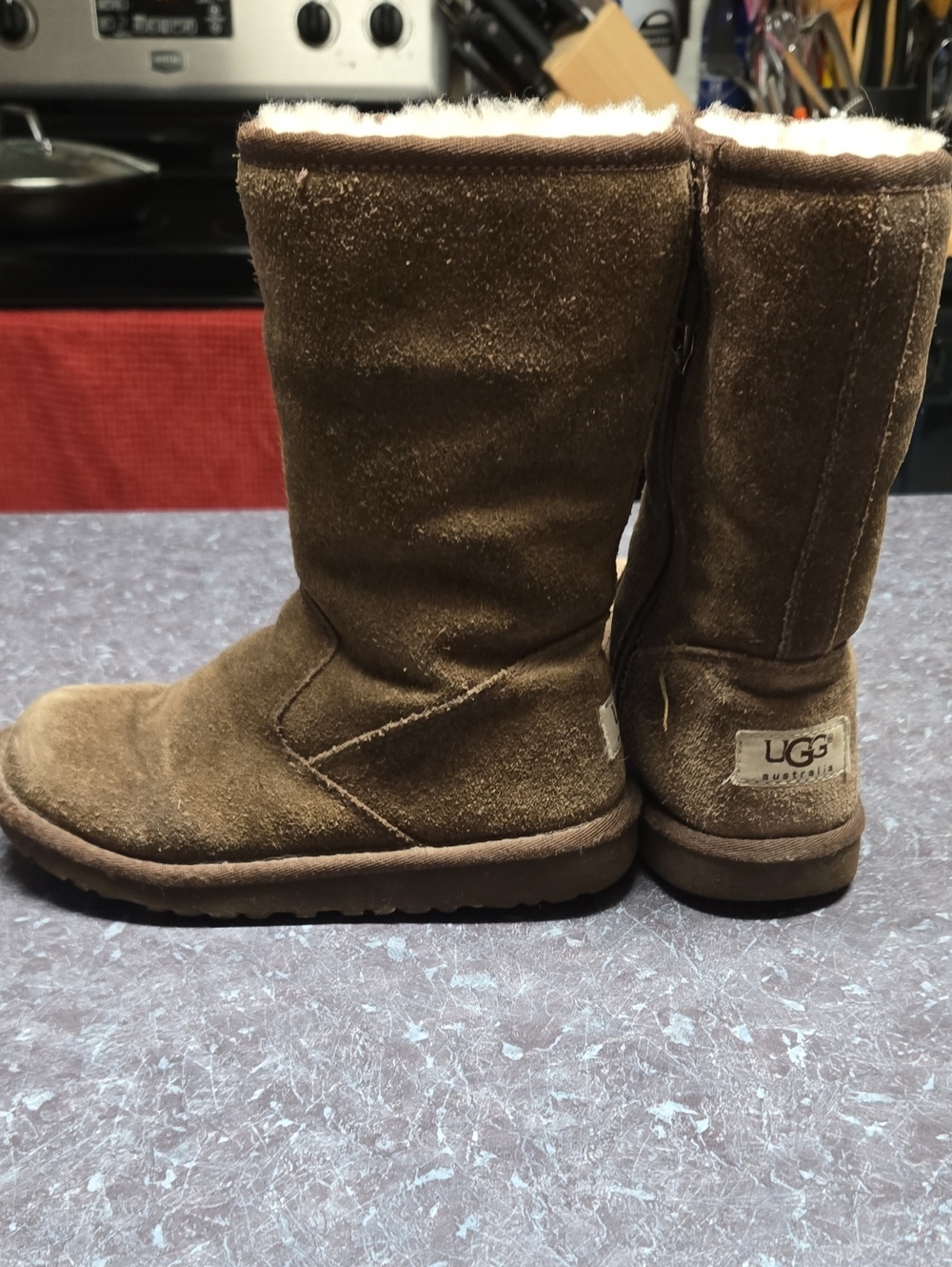 UGG Kids Chestnut Suede Shearling Mid-Calf Boots